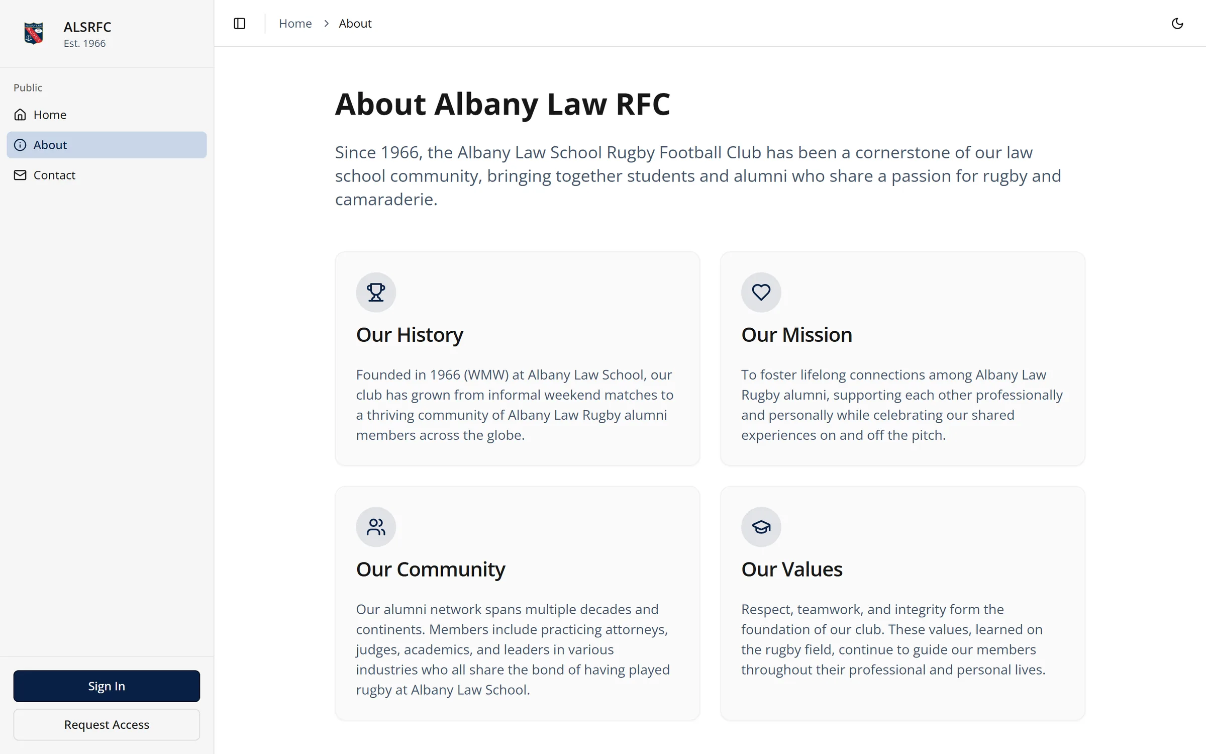 About Albany Law RFC: history, mission, community, and values