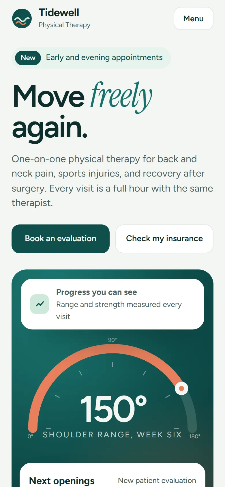 Tidewell Physical Therapy sample on a phone