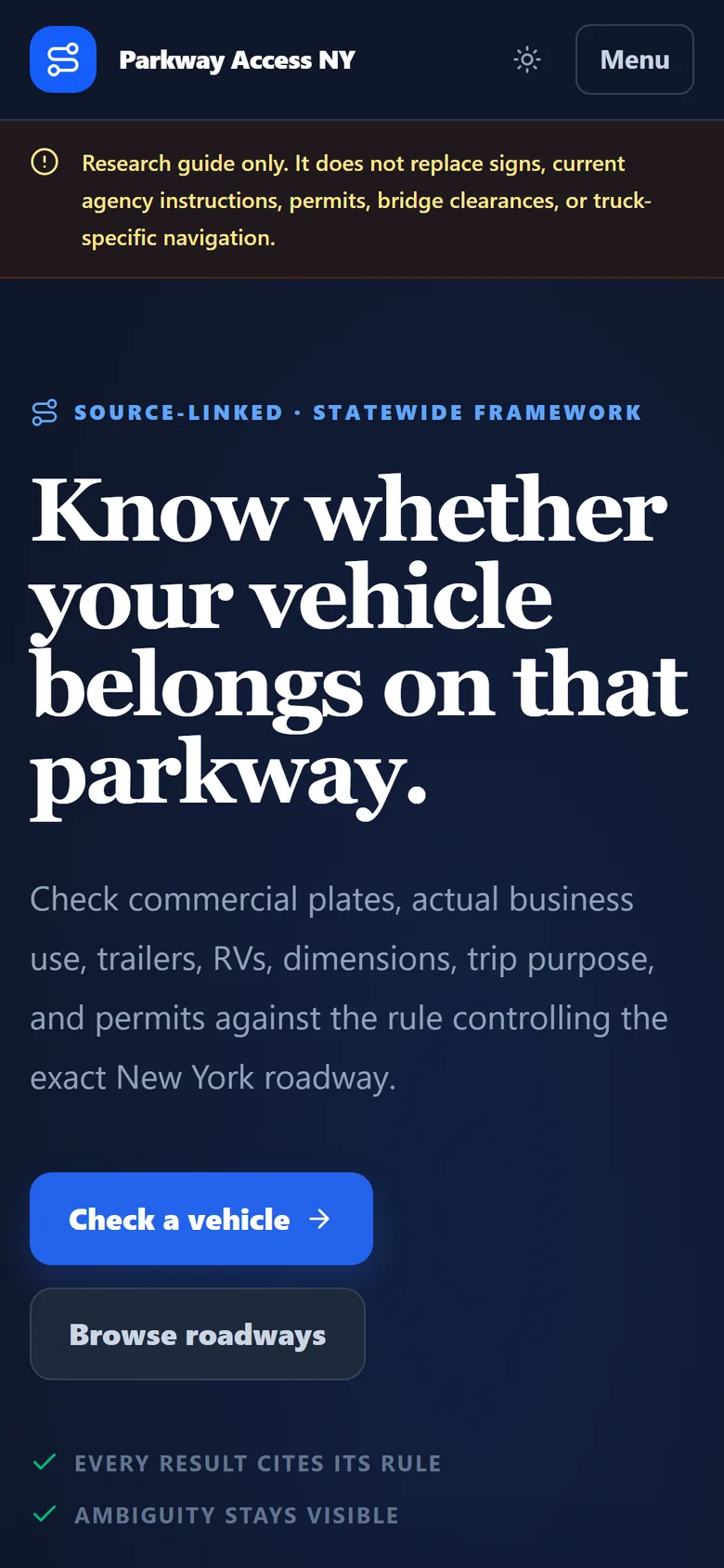 Parkway Access NY on a phone