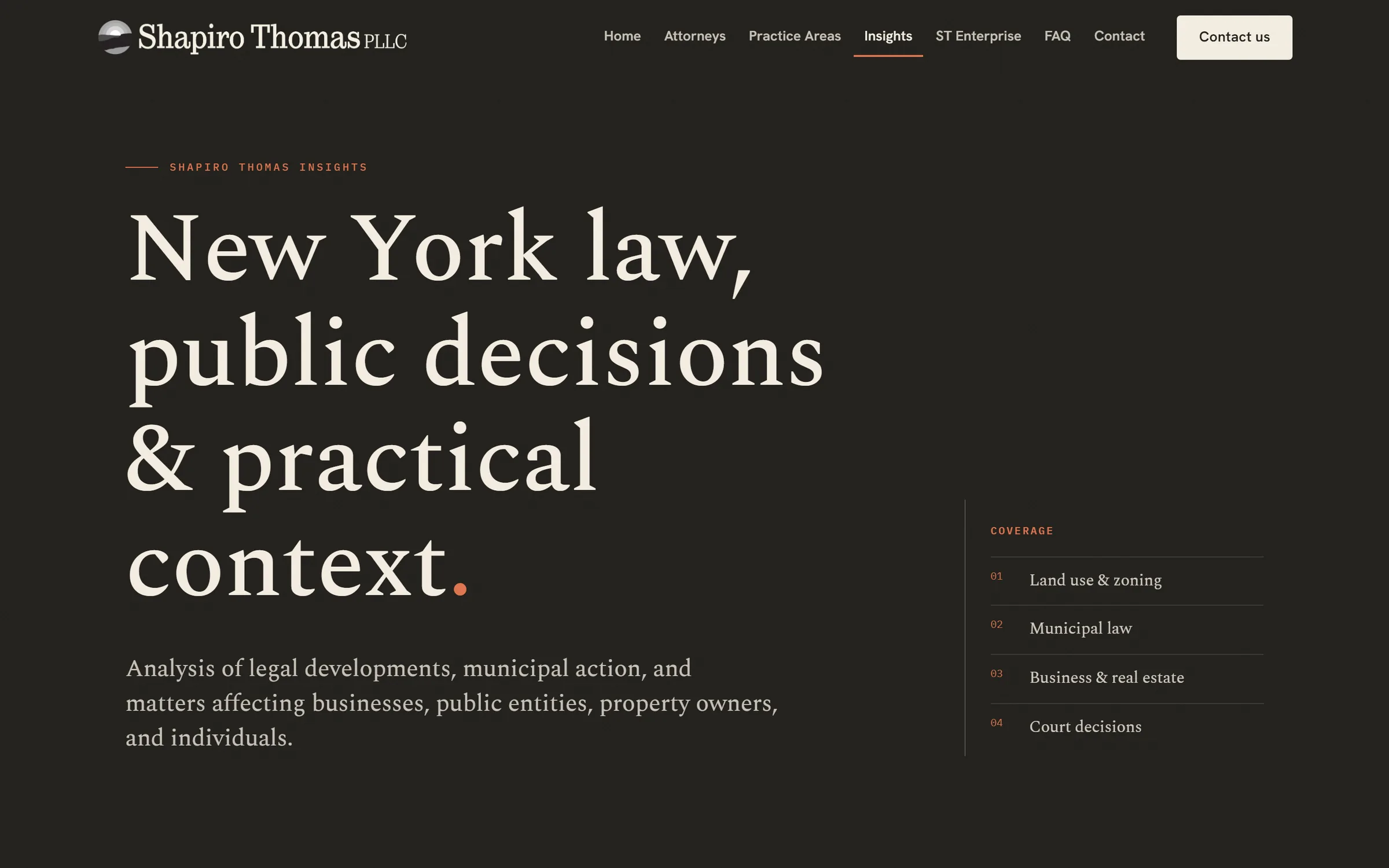 Shapiro Thomas Insights index: New York law, public decisions & practical context