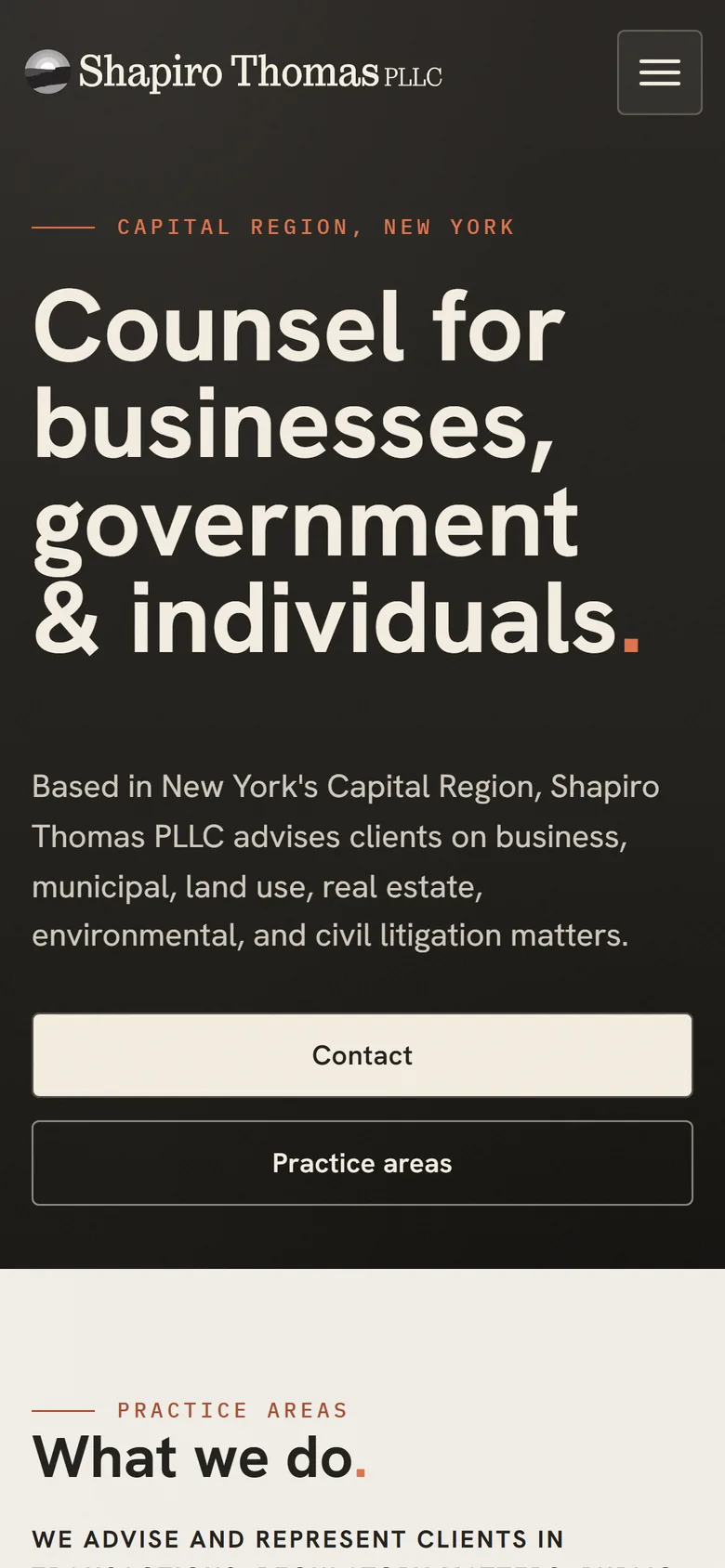 Shapiro Thomas home page on a phone